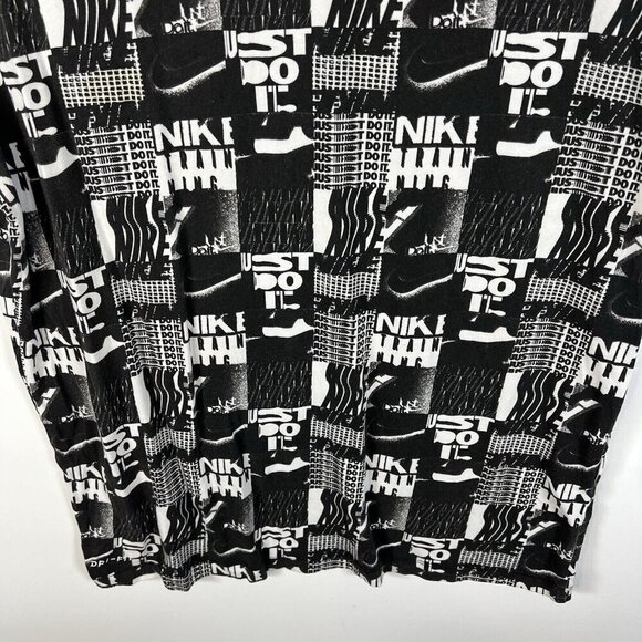 Nike Tee Men's M Just Do It All Over Print Red Swoosh Logo Dri Fit Black White - Picture 4 of 8